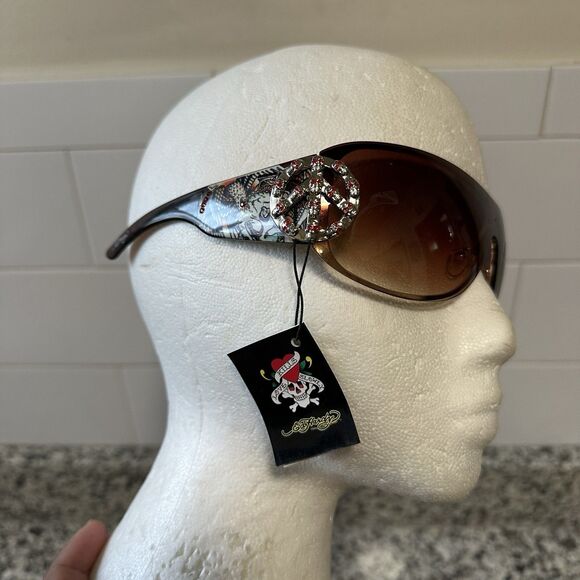 Ed Hardy  Vintage Y2K Brown Sunglasses Skulls  EHS 038 Glasses & Cloth New main image 9